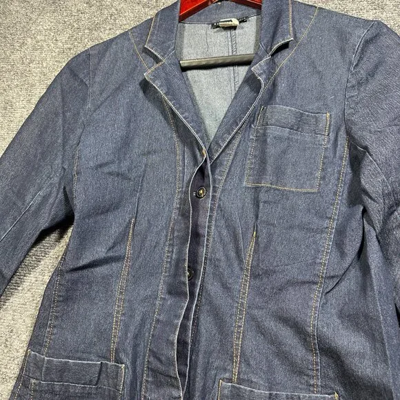 Vintage Anthropologie Jean Jacket Womens XS Blue Cotton Stretch Denim Pockets - Picture 5 of 11